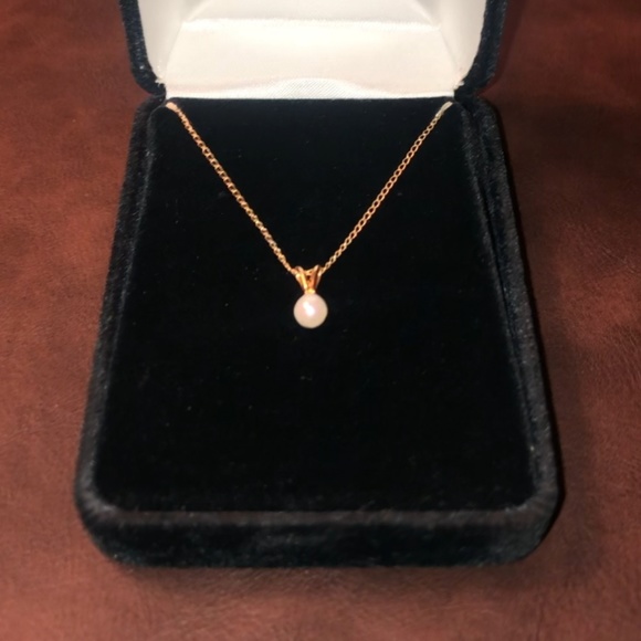 14kt yellow gold Pearl necklace 14" - Picture 1 of 4
